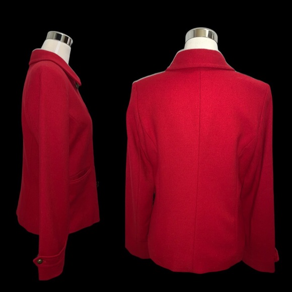 Rich Red Double Breasted Pea Coat - Picture 3 of 5